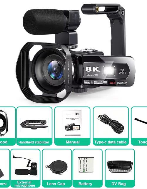 Load image into Gallery viewer, WiFi Enabled 8K Camcorder
