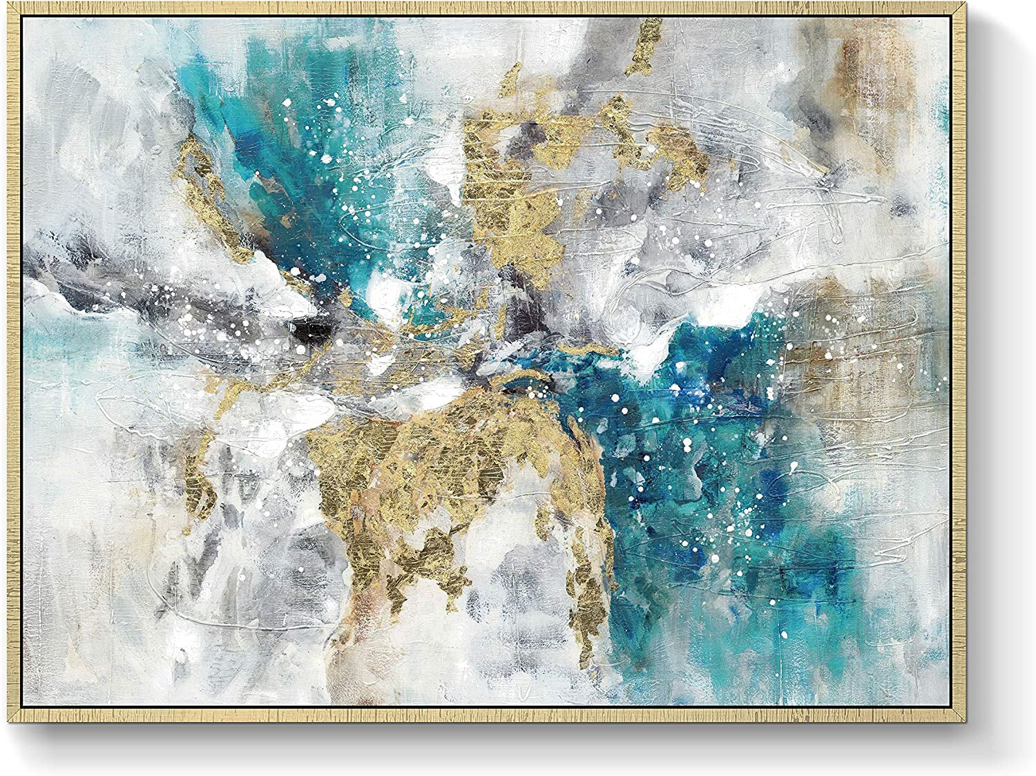 Abstract Canvas Framed Wall Art: Marble Abstract Heavy Texture Pictures Minimalist Painting with Gold Foil for Bedroom (40”W X 30''H, Multiple Sizes)
Abstract Canvas Art for Living Room