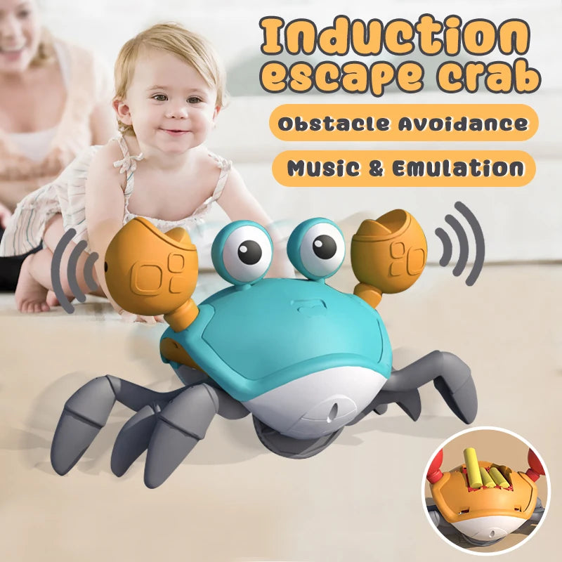 Interactive Crawling Crab Toy for Babies - Cute Sensing Design with Obstacle Avoidance, Ideal Birthday Gift