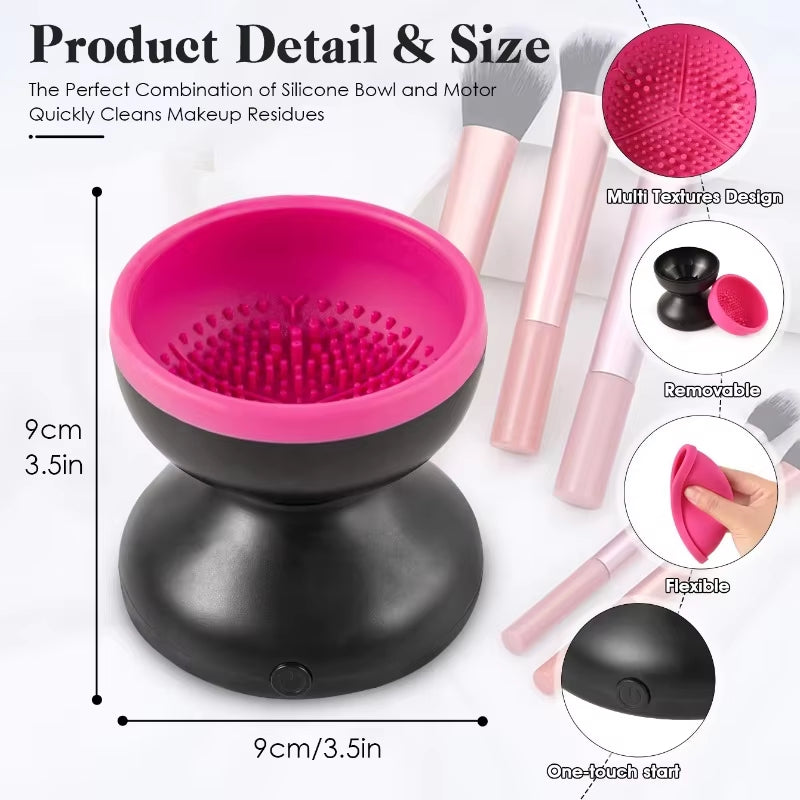 Professional Portable USB Makeup Brush Cleaner - Electric Silicone Device for Efficient Brush Cleaning and Drying