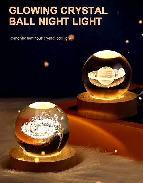 Load image into Gallery viewer, Galaxy Crystal Ball Lamp - 3D Planet and Moon USB LED Night Light for Romantic Occasions
