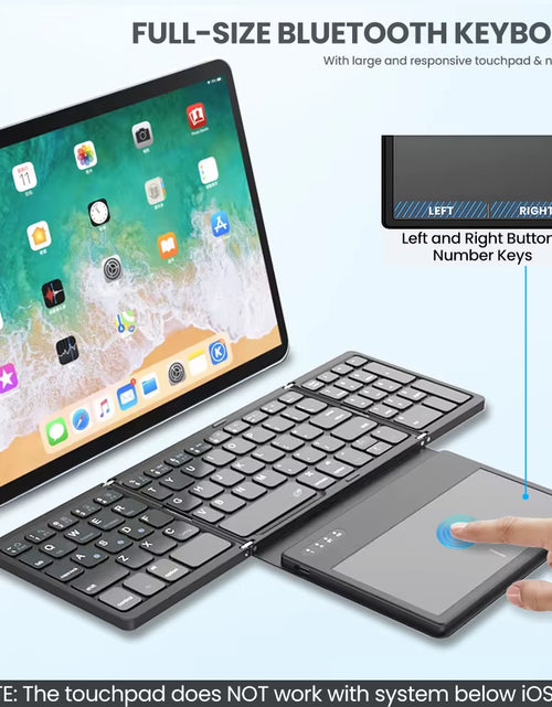 Load image into Gallery viewer, Portable Quadruple-Folding Wireless Bluetooth Keyboard with Integrated Touchpad for Windows, Android, iOS Tablets, iPads, and Smartphones
