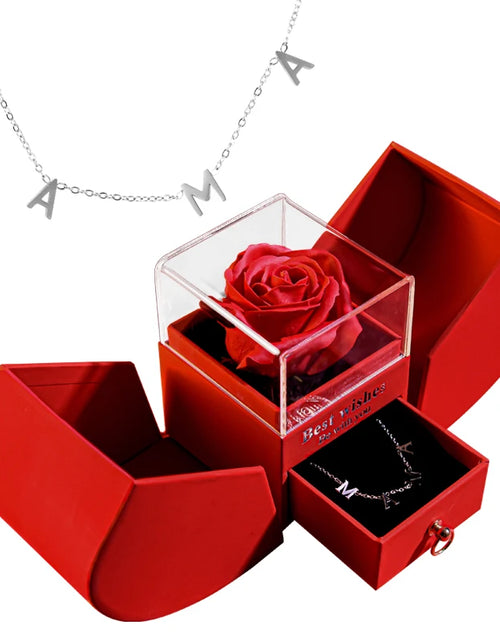 Load image into Gallery viewer, Eternal Rose Gift Box with Heart Necklace - &quot;I Love You to the Moon and Back&quot; Floral Jewelry Set for Valentine&#39;s Day and Weddings
