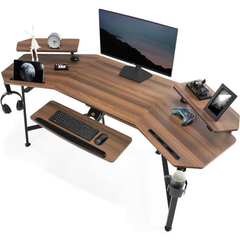 Ergonomic Wing-Shaped Gaming Desk for Comfort