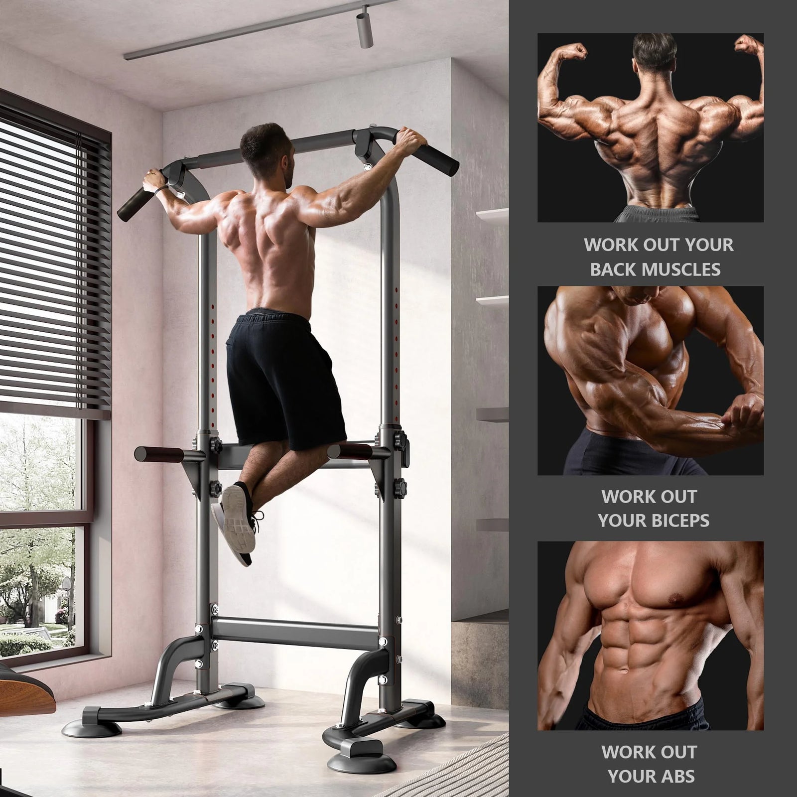 Power Tower Pull-Up Bar with 330 lbs Capacity for Intense Workouts