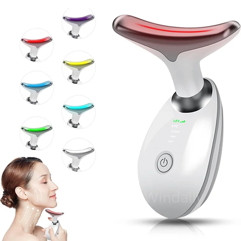 Facial massager with 7 light modes for skin rejuvenation.