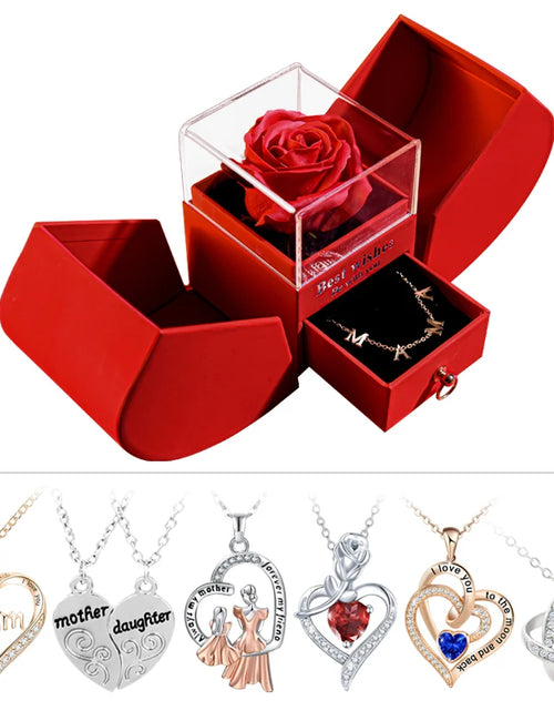 Load image into Gallery viewer, Eternal Rose Gift Box with Heart Necklace - &quot;I Love You to the Moon and Back&quot; Floral Jewelry Set for Valentine&#39;s Day and Weddings
