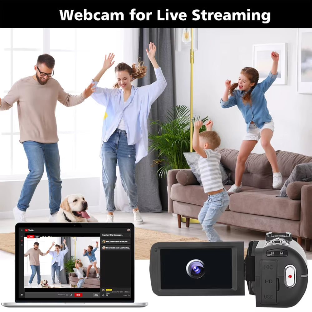 8K Video Camera with LCD Touch Screen