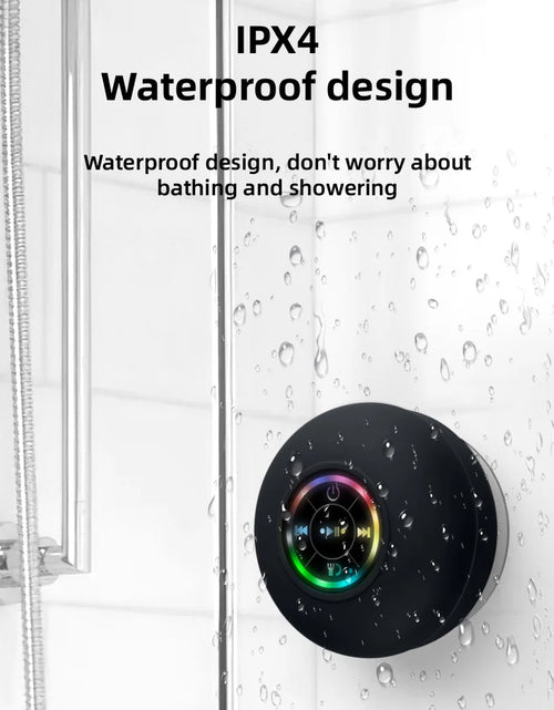 Load image into Gallery viewer, Premium Waterproof Bluetooth Shower Speaker with Suction Cup and LED Lighting - 3D Surround Sound Subwoofer
