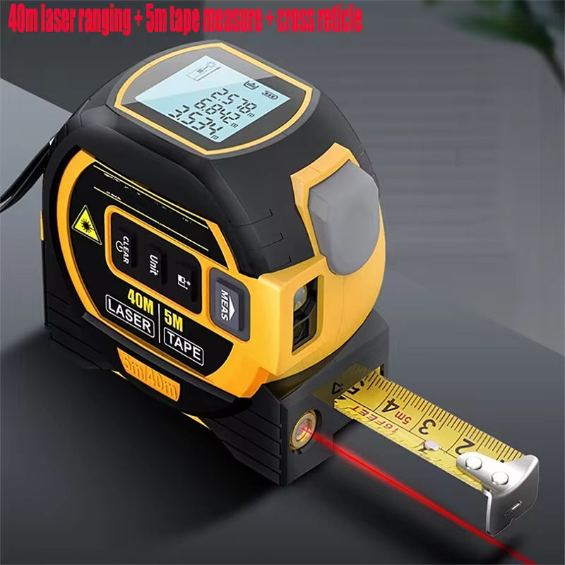 3-in-1 Laser Tape Measure with AAA Battery Operation