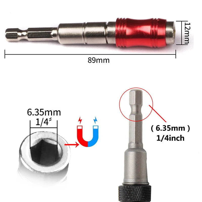 Durable Drill Bit Extension Rod with Magnetic Screw Retention