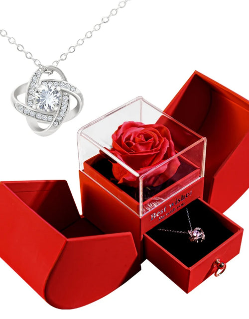 Load image into Gallery viewer, Eternal Rose Gift Box with Heart Necklace - &quot;I Love You to the Moon and Back&quot; Floral Jewelry Set for Valentine&#39;s Day and Weddings
