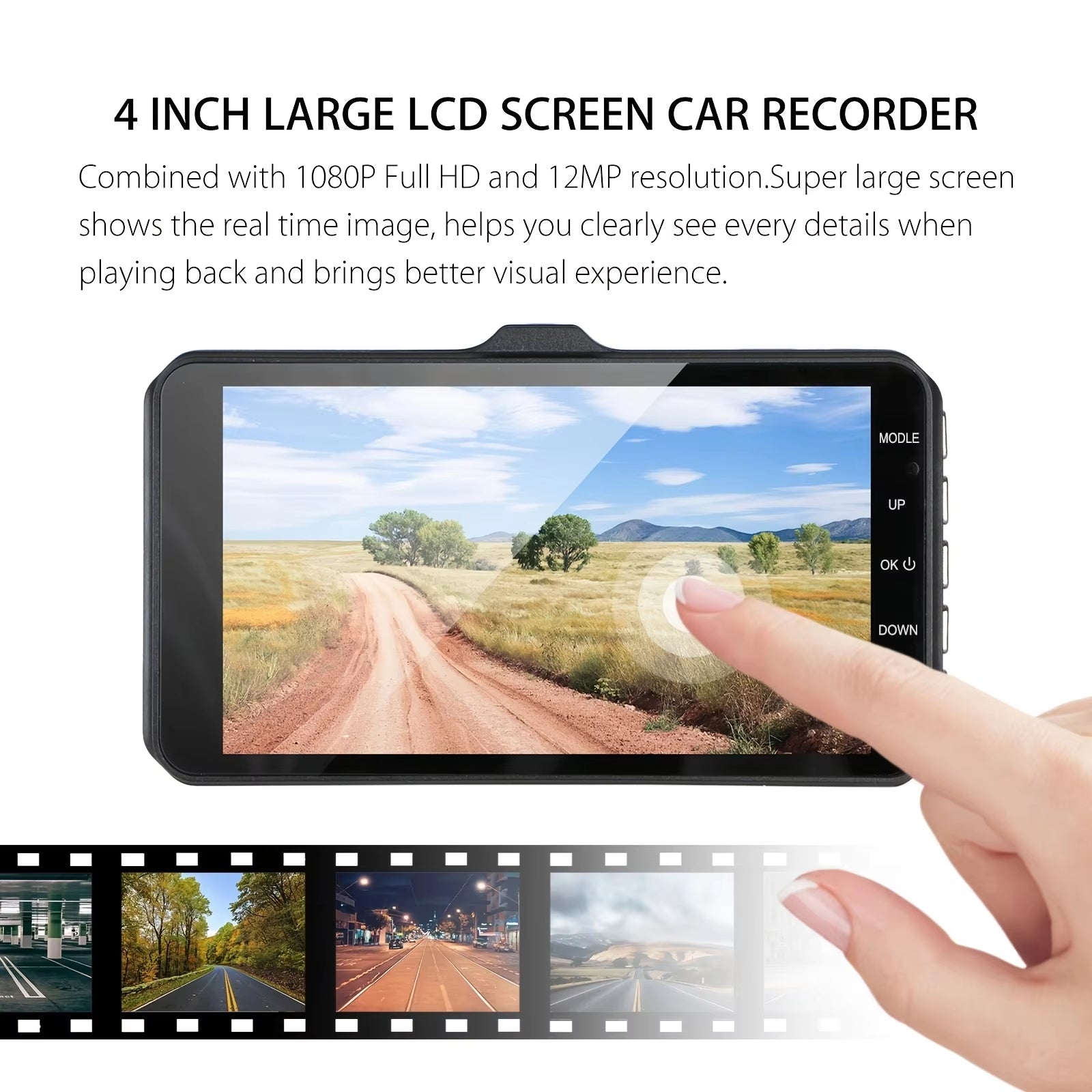 Dual Dash Camera with Night Vision - Full HD 1080P Front and Rear Vehicle Video Recorder