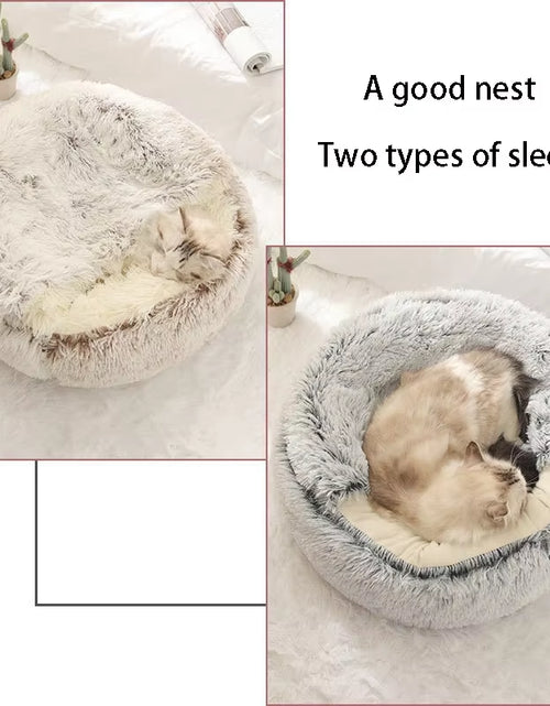 Load image into Gallery viewer, Round Plush Cat Bed with Cover - Cozy Sleeping Nest for Small Dogs and Kittens
