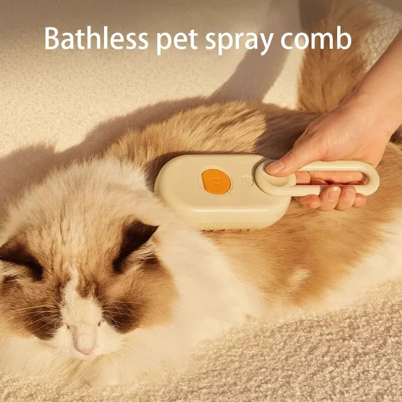 Professional Pet Massage Brush with Steam Spray and Rotatable Design for Efficient Hair Removal