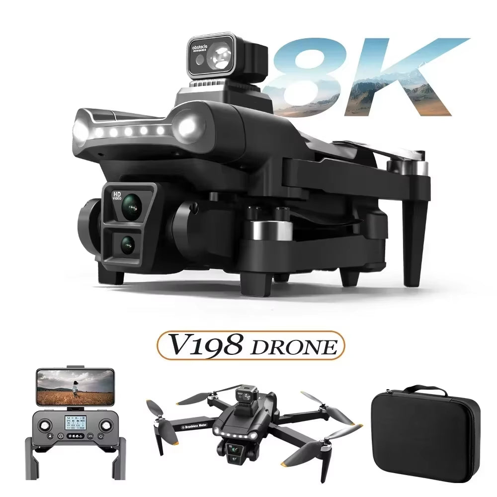 V198GPS Professional 8K Brushless Quadcopter with Laser Obstacle Avoidance and Compact Foldable Design