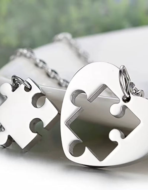 Load image into Gallery viewer, Custom Name 2 Pcs/ Set Heart Puzzle Pendants for Women Men Never Fade Stainless Steel Couple Necklaces Anniversary Gift
