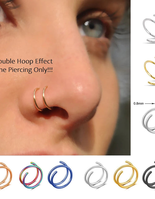 Load image into Gallery viewer, Double Layered Stainless Steel Nose Ring Studs for Women - 20G Hoops, Twist Design for Cartilage, Tragus, and Septum Piercings

Double Layered Stainless Steel Nose Ring

