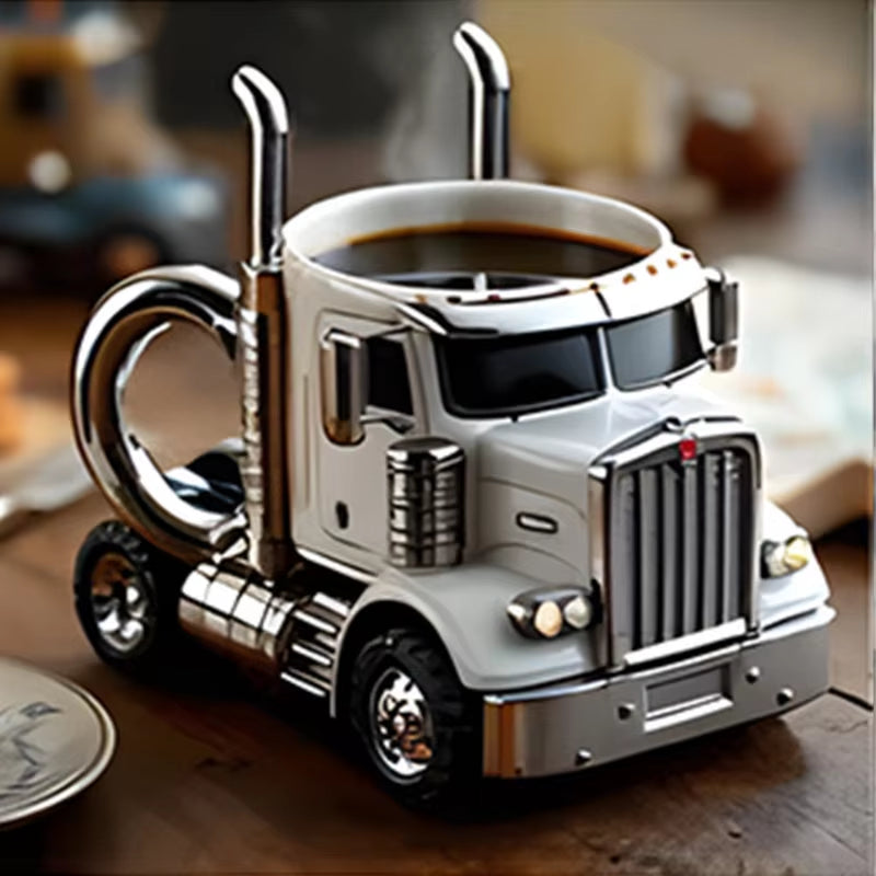 Durable Ceramic Truck-Themed Coffee Mug
