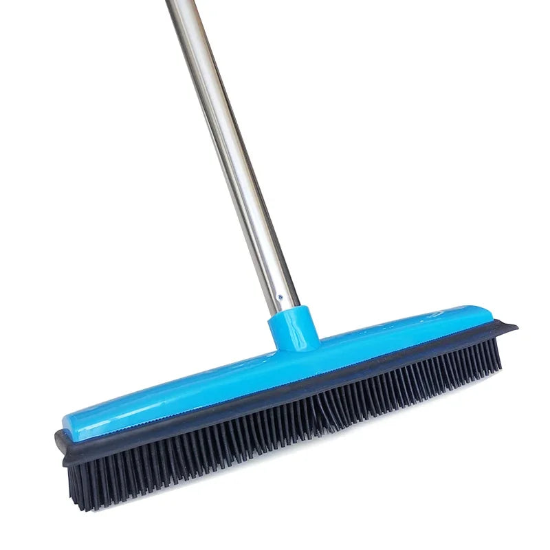 Easy-to-clean rubber broom with dustpan
