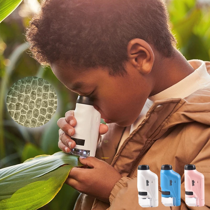 Discover the Wonders of Science with the Handheld Microscope Kit - LED Light 60X-120X for Home and School Education