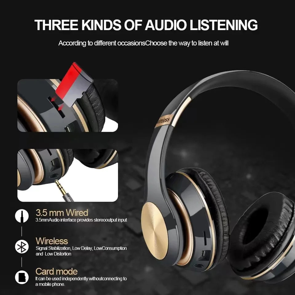 Bluetooth 5.0 Wireless Gaming Headphones with Foldable Design and Wired Option for Enhanced Audio Experience