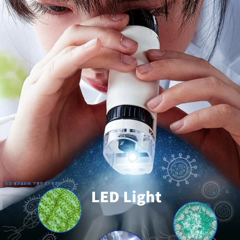 Discover the Wonders of Science with the Handheld Microscope Kit - LED Light 60X-120X for Home and School Education