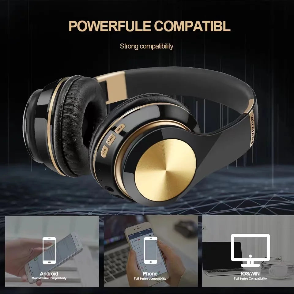 Bluetooth 5.0 Wireless Gaming Headphones with Foldable Design and Wired Option for Enhanced Audio Experience