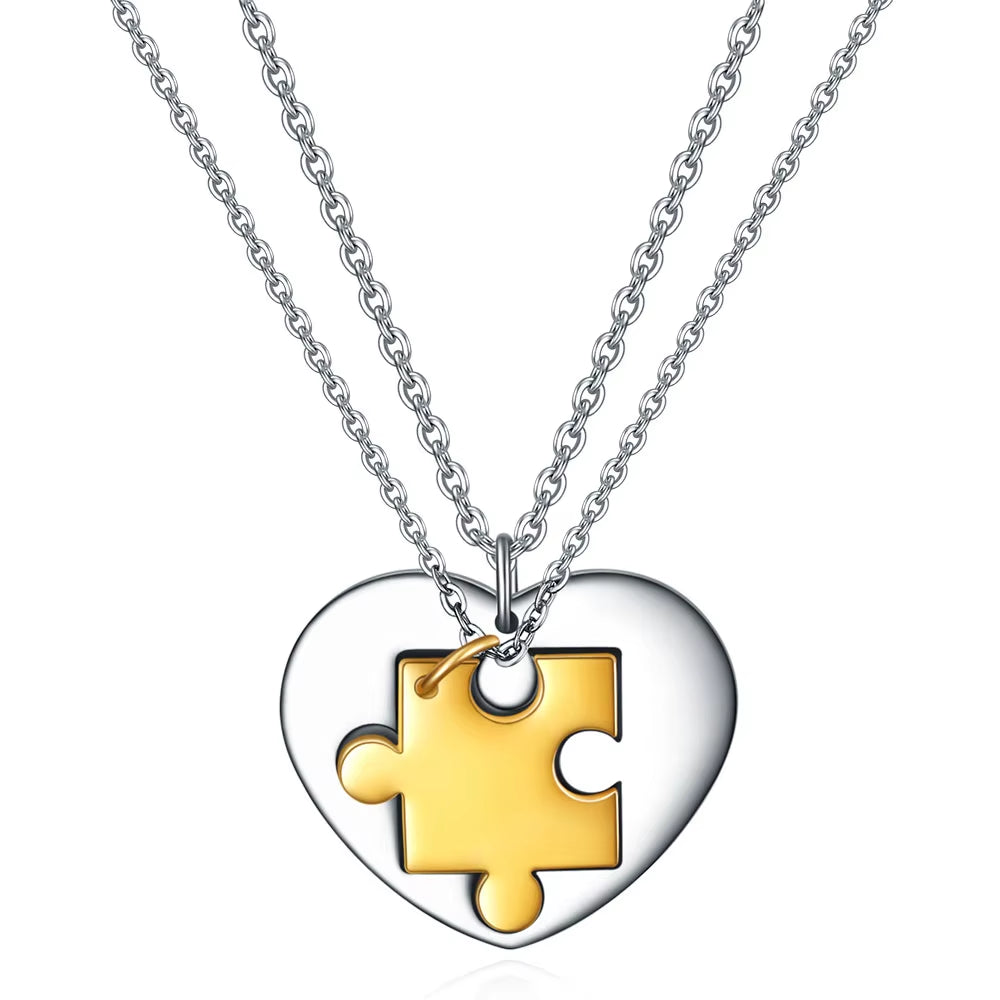 Matching Heart Puzzle Necklaces
