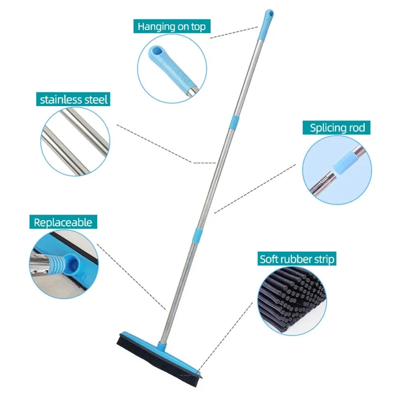 Multi-purpose rubber broom with squeegee
