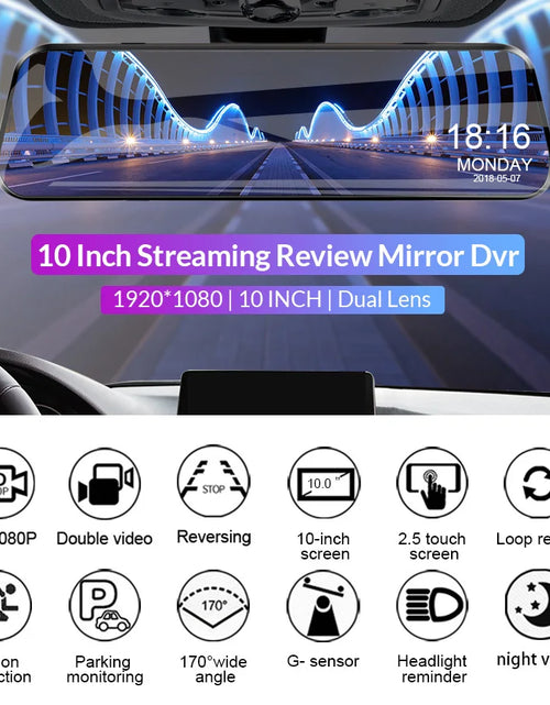 Load image into Gallery viewer, Professional Touch Screen Mirror Camera for Vehicle with Front and Rear Dash Cam DVR Functionality
