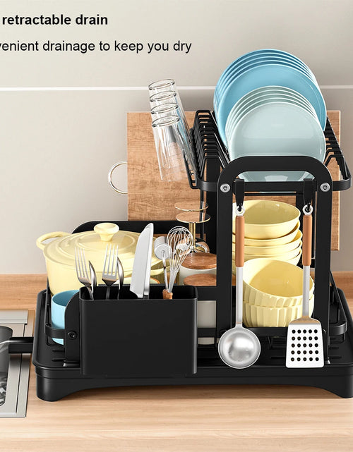 Load image into Gallery viewer, Durable wrought iron dish rack for clean countertops
