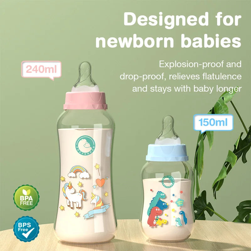 150 ML BPA Free Wide Mouth Baby Bottle with Adjustable Flow - Ideal Newborn Feeding Solution