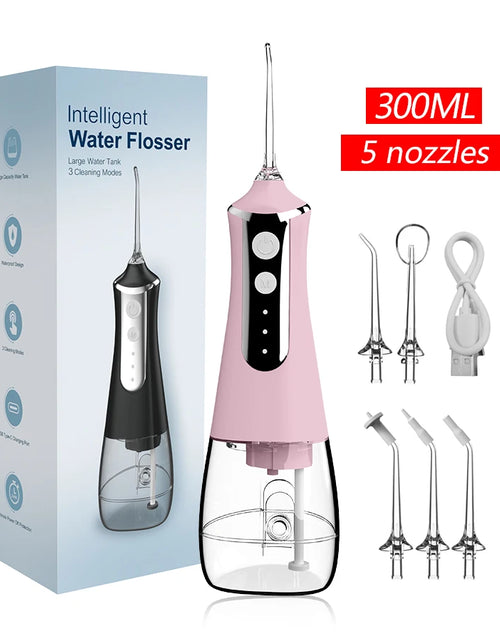 Load image into Gallery viewer, Dental Oral Irrigator Water Flosser with 5 Nozzles, 3 Modes, USB Rechargeable, 300ml Tank
