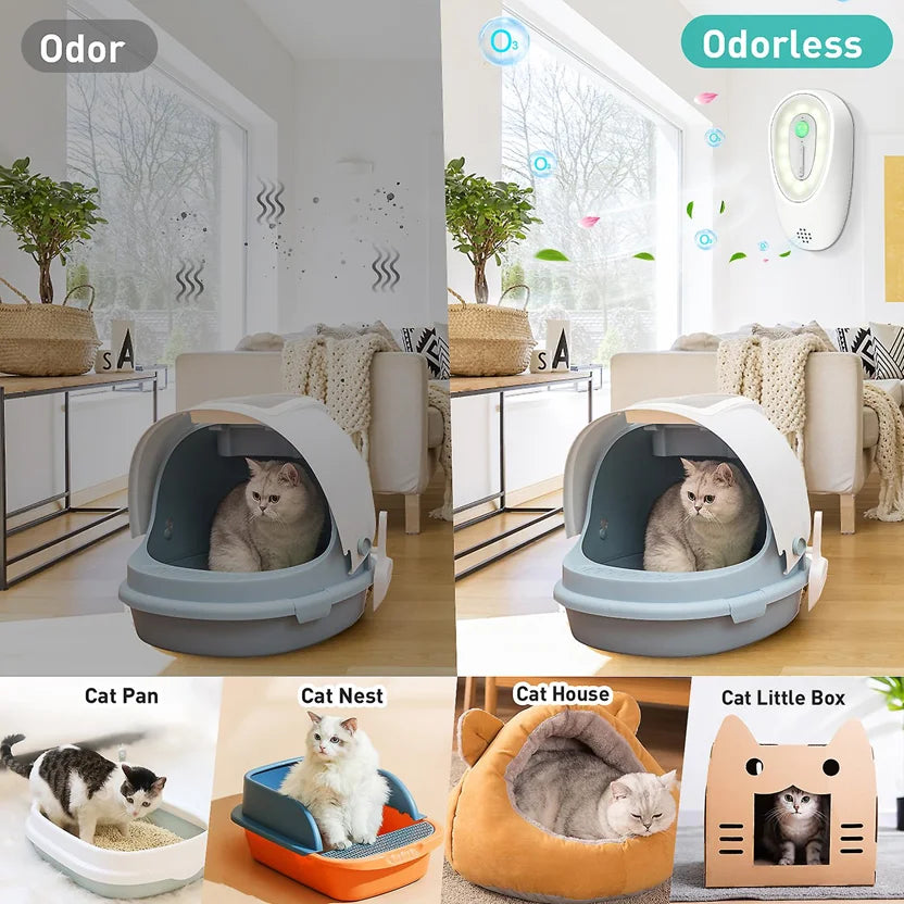 Smart Pet Odor Purifier - Rechargeable Air Cleaner for Cat and Dog Litter Boxes and Toilets