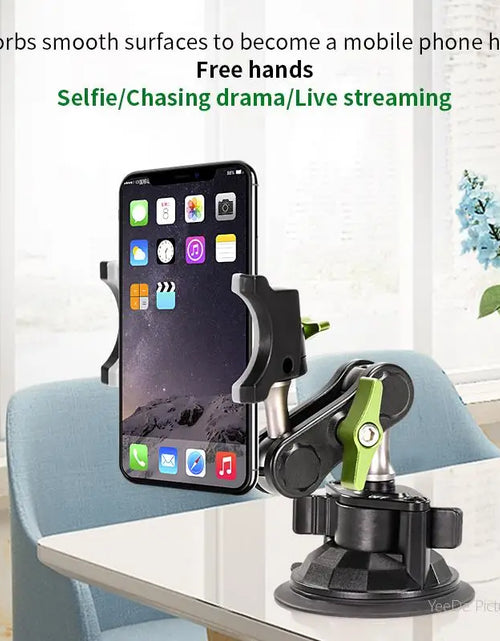 Load image into Gallery viewer, Universal Metal Phone Clamp Holder with 360° Rotating Suction Cup Mount for iPhone, Samsung, and Xiaomi
