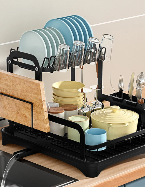 Load image into Gallery viewer, 2-tier kitchen dish drying rack with drain basket
