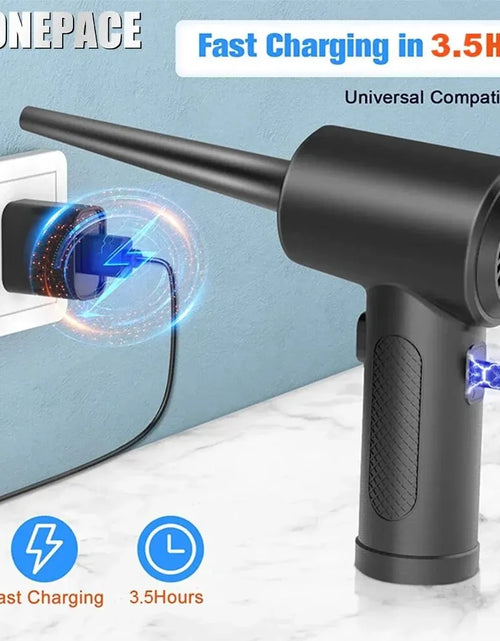 Load image into Gallery viewer, Professional Grade Cordless Compressed Air Duster - 50000 RPM Rechargeable Portable Electric Cleaner for Electronics and Keyboards
