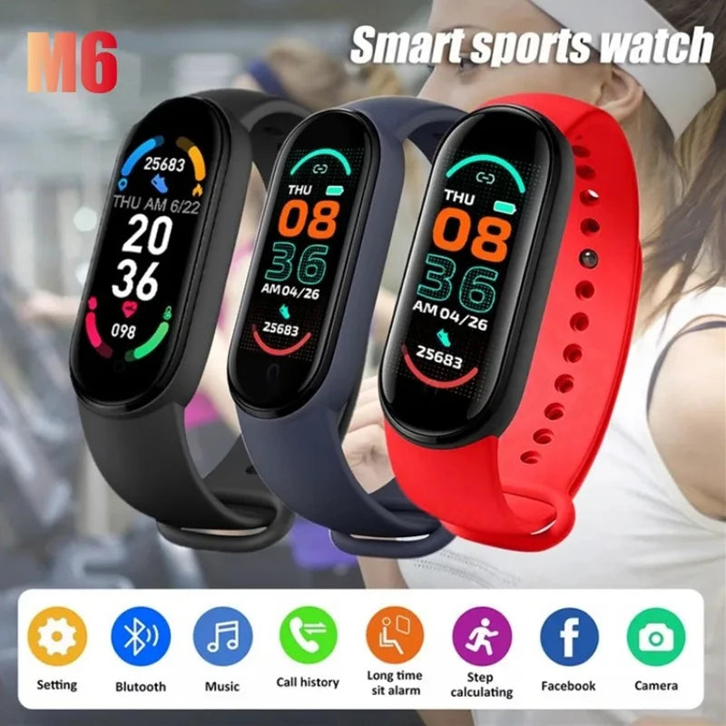 M6 Smart Bracelet Multi-Function Heart Rate Blood Pressure Monitor Step Music Sleep Monitoring M6 Smart Band Fitness Sport Watch