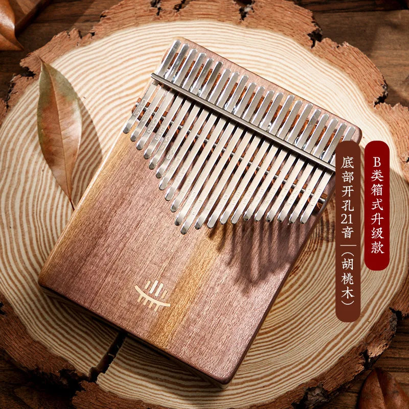 Solid Wood Kalimba with Scale Stickers and Manual