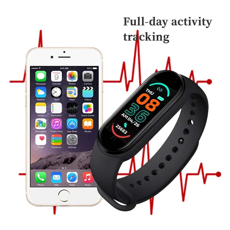 M6 Smart Bracelet Multi-Function Heart Rate Blood Pressure Monitor Step Music Sleep Monitoring M6 Smart Band Fitness Sport Watch