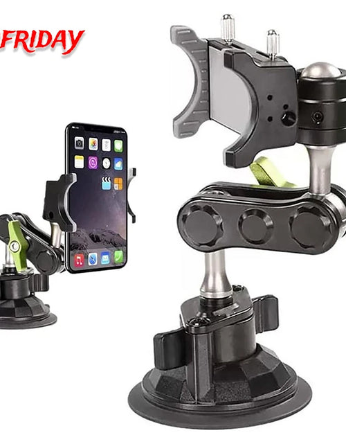 Load image into Gallery viewer, Universal Metal Phone Clamp Holder with 360° Rotating Suction Cup Mount for iPhone, Samsung, and Xiaomi
