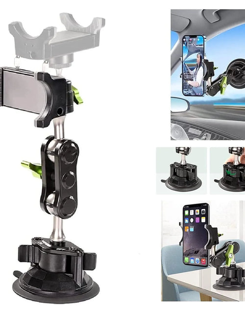 Load image into Gallery viewer, Universal Metal Phone Clamp Holder with 360° Rotating Suction Cup Mount for iPhone, Samsung, and Xiaomi
