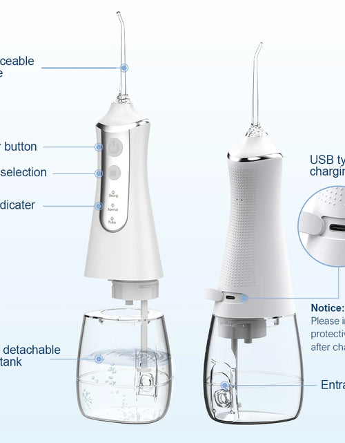 Load image into Gallery viewer, Dental Oral Irrigator Water Flosser with 5 Nozzles, 3 Modes, USB Rechargeable, 300ml Tank
