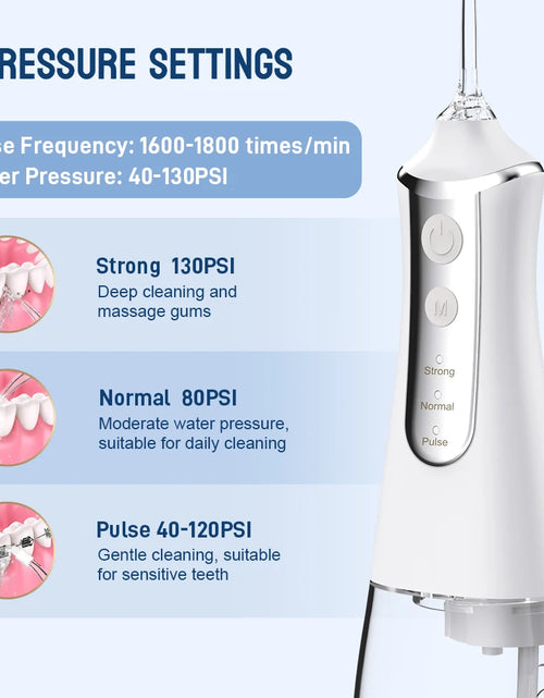 Load image into Gallery viewer, Dental Oral Irrigator Water Flosser with 5 Nozzles, 3 Modes, USB Rechargeable, 300ml Tank
