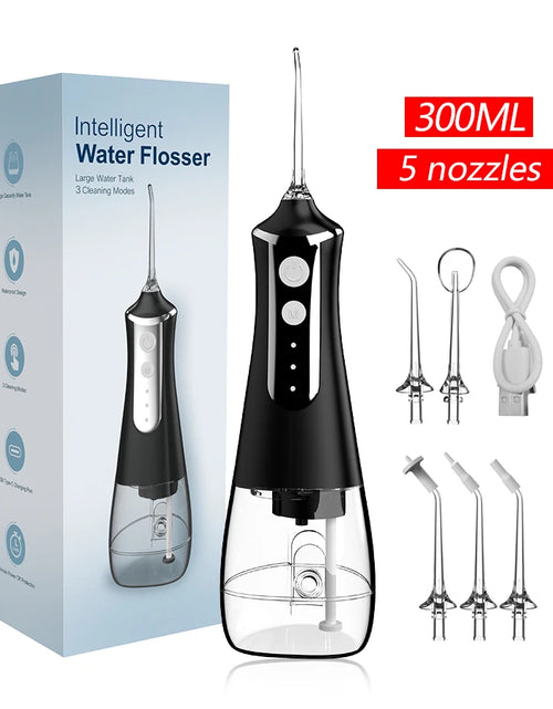 Load image into Gallery viewer, Dental Oral Irrigator Water Flosser with 5 Nozzles, 3 Modes, USB Rechargeable, 300ml Tank
