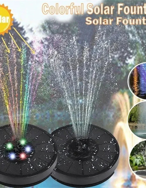 Load image into Gallery viewer, Eco-Friendly Solar Fountain Pump Kit - Colorful Bird Bath Fountain for Outdoor Gardens and Pools

Solar-powered bird bath fountain in garden

