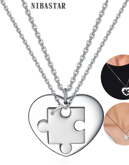 Load image into Gallery viewer, Custom Name 2 Pcs/ Set Heart Puzzle Pendants for Women Men Never Fade Stainless Steel Couple Necklaces Anniversary Gift
Stainless Steel Couple Necklace

