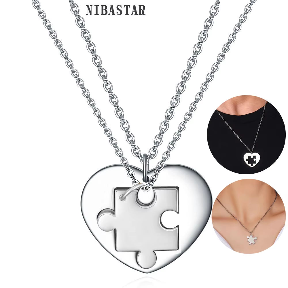 Custom Name 2 Pcs/ Set Heart Puzzle Pendants for Women Men Never Fade Stainless Steel Couple Necklaces Anniversary Gift
Stainless Steel Couple Necklace
