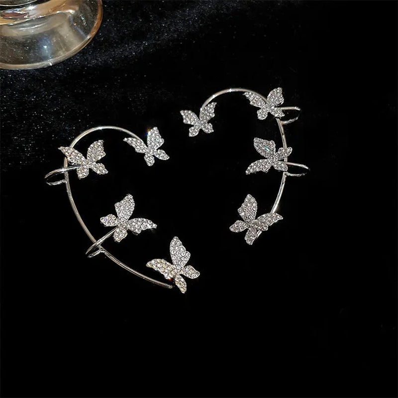 Gold Silver Color Metal Butterfly Ear Clips without Piercing for Women Sparkling Zircon Ear Cuff Clip Earrings Wedding Jewelry
Women’s Wedding Ear Jewelry
